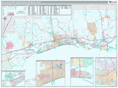 Biloxi-Gulfport-Pascagoula Metro Area Wall Map Premium Style 2024